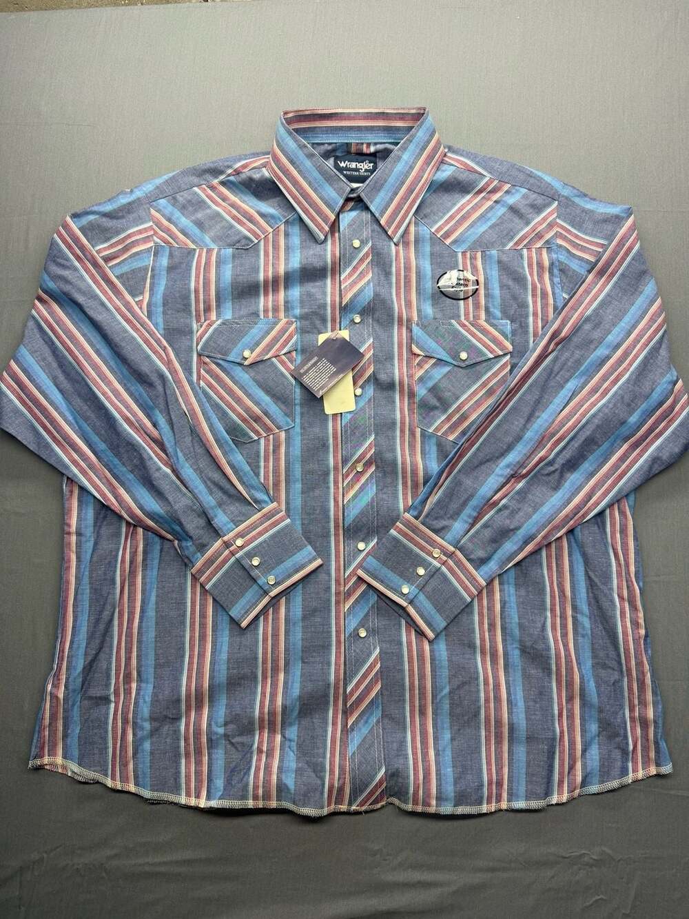 Wrangler Western Shirt Striped Pearl Snap Long Sleeve